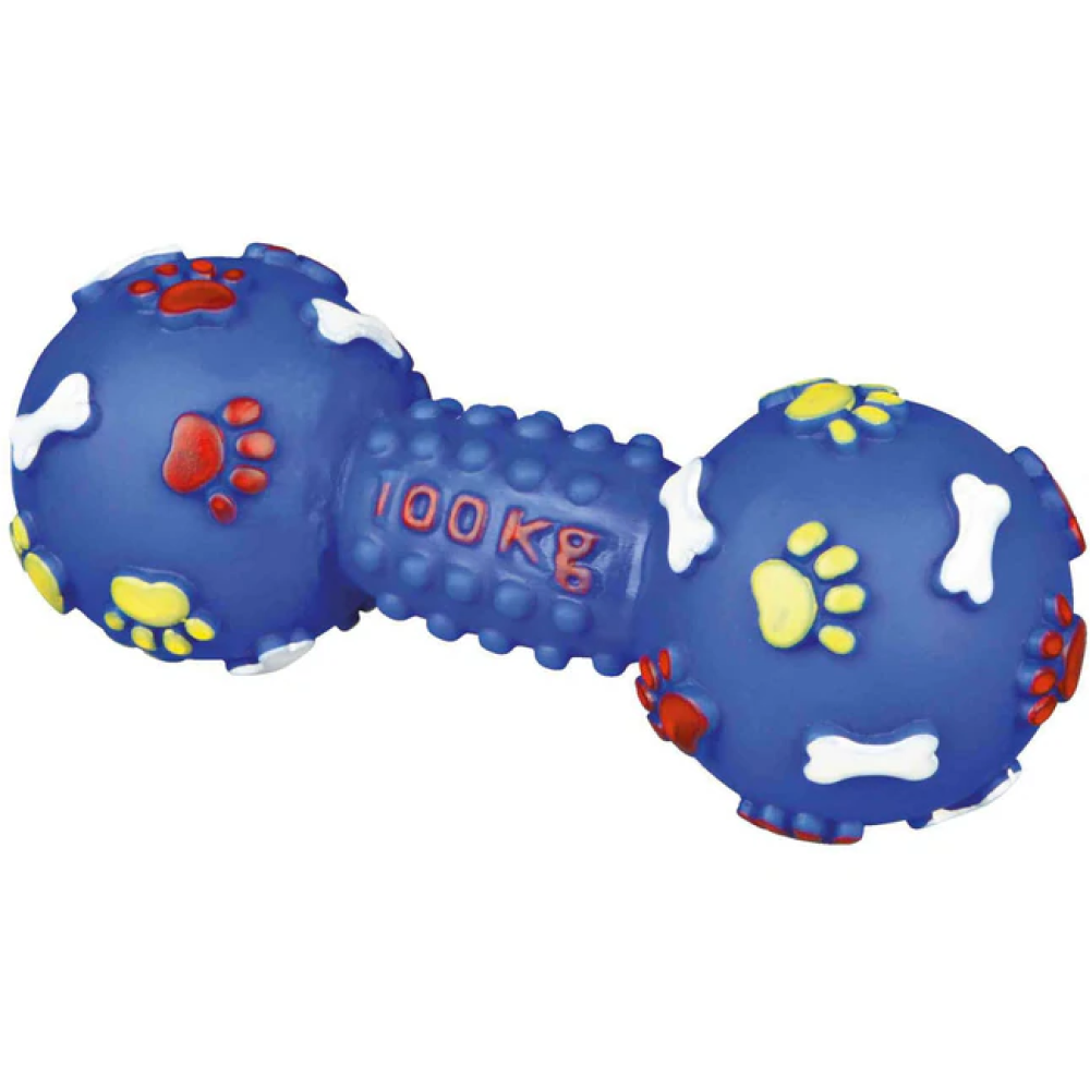 Trixie Smiley Dumbbell Shaped Vinyl Toy for Dogs (Blue)