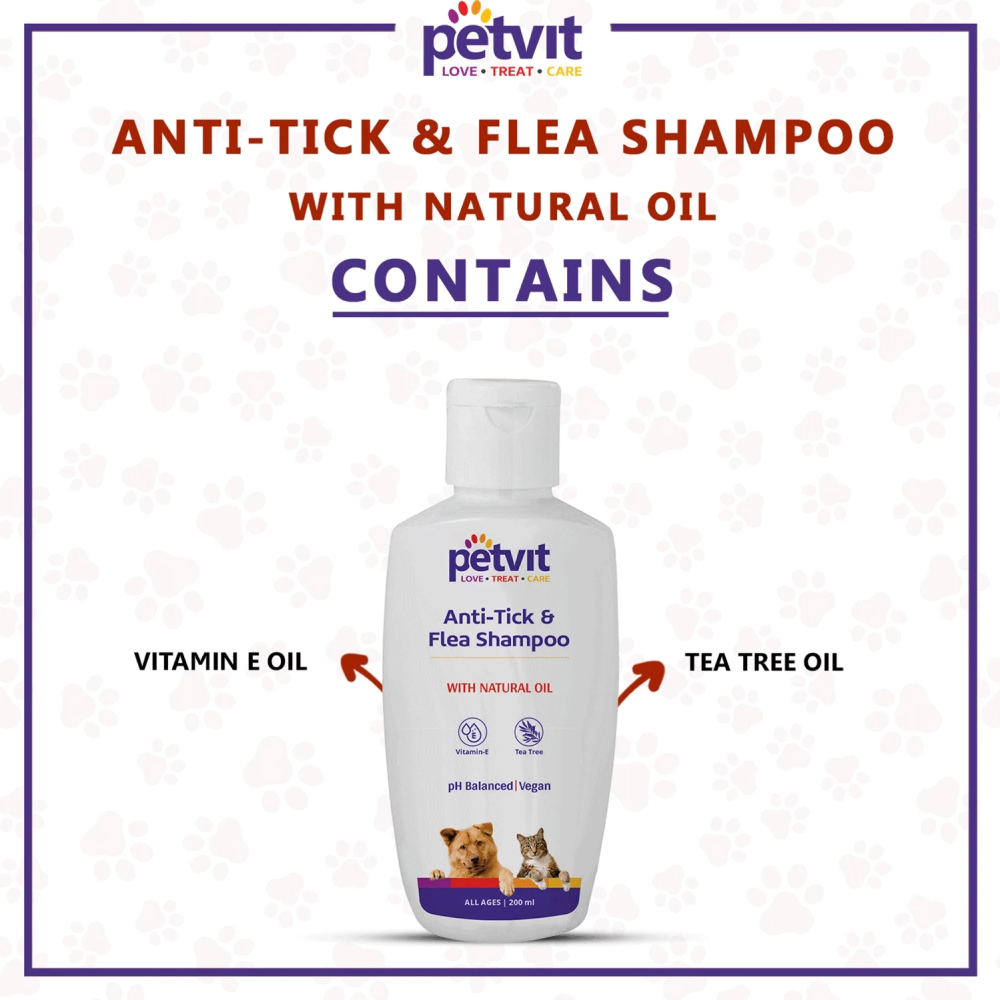 Petvit Anti Tick  Flea Larvae Lice Mosquito Shampoo for Dogs and Cats