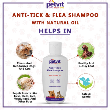 Petvit Anti Tick  Flea Larvae Lice Mosquito Shampoo for Dogs and Cats