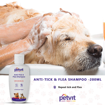 Petvit Anti Tick  Flea Larvae Lice Mosquito Shampoo for Dogs and Cats