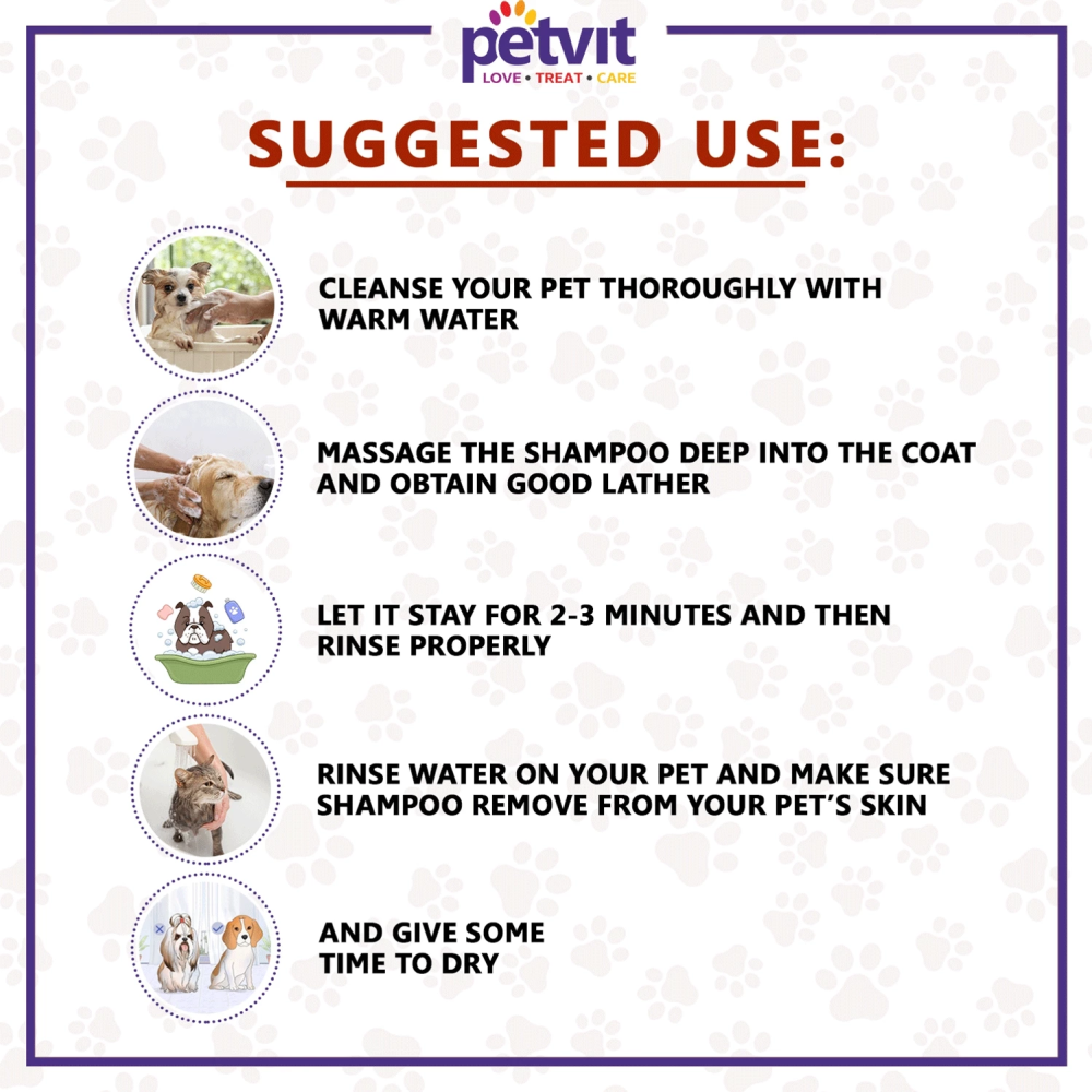 Petvit Anti Tick  Flea Larvae Lice Mosquito Shampoo for Dogs and Cats