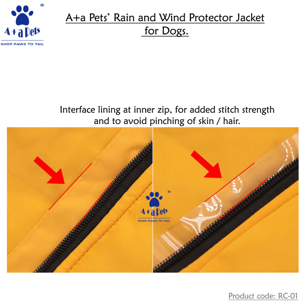 A Plus A Pets Luxurious Rain & Wind Protector Jacket for Dogs (Yellow)