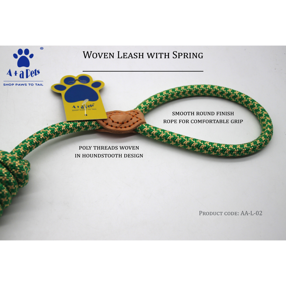 A Plus A Pets Shock Absorbing Heavy Duty Poly Woven Leash for Dogs (5ft, Green)