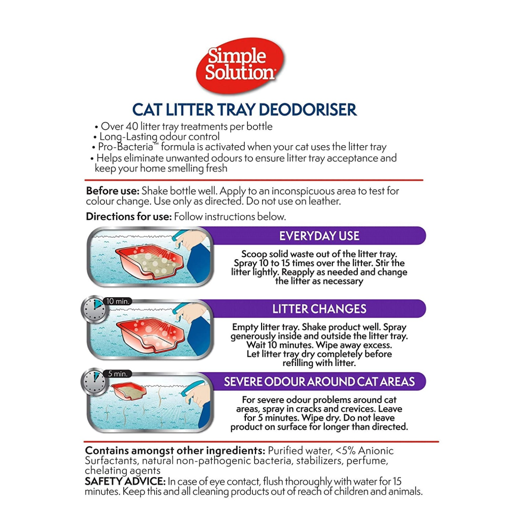 Simple Solution Litter Tray Deodoriser for Cats Litter Supplies Simple Solution