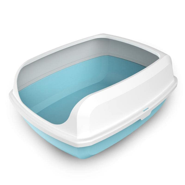 PetGains Semi Closed Anti Overflow Litter Tray with Scooper for Cats (Blue)