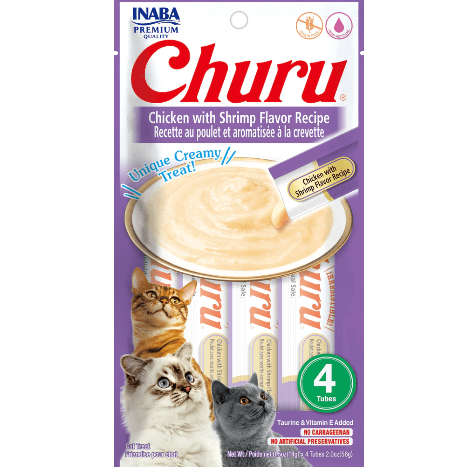 Me O Creamy Chicken & Liver and INABA Churu Chicken with Shrimp Creamy Cat Treats Combo (2+2) Cats-Treats & Others Exclusive Combo