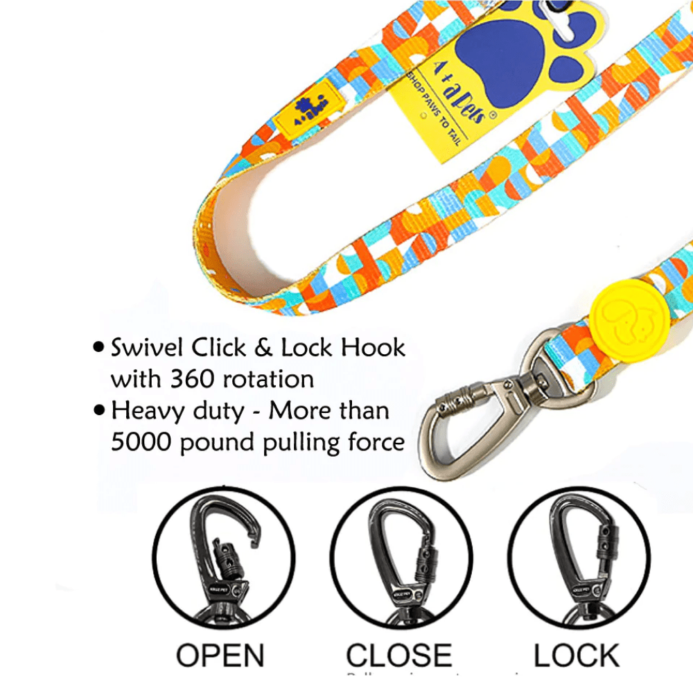 A Plus A Click & Lock Hook Tetris Design Leash for Dogs and Cats