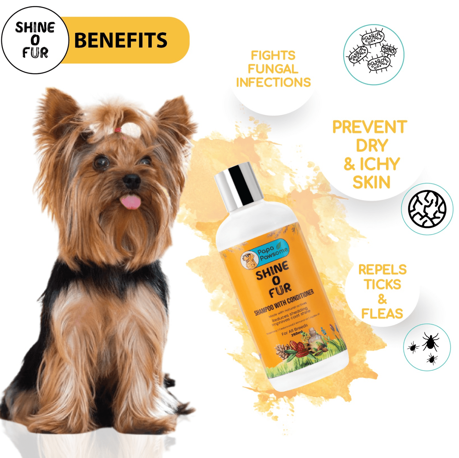 Papa Pawsome Shine O' Fur Shampoo with Conditioner for Dogs Dogs-Grooming Supplies Papa Pawsome