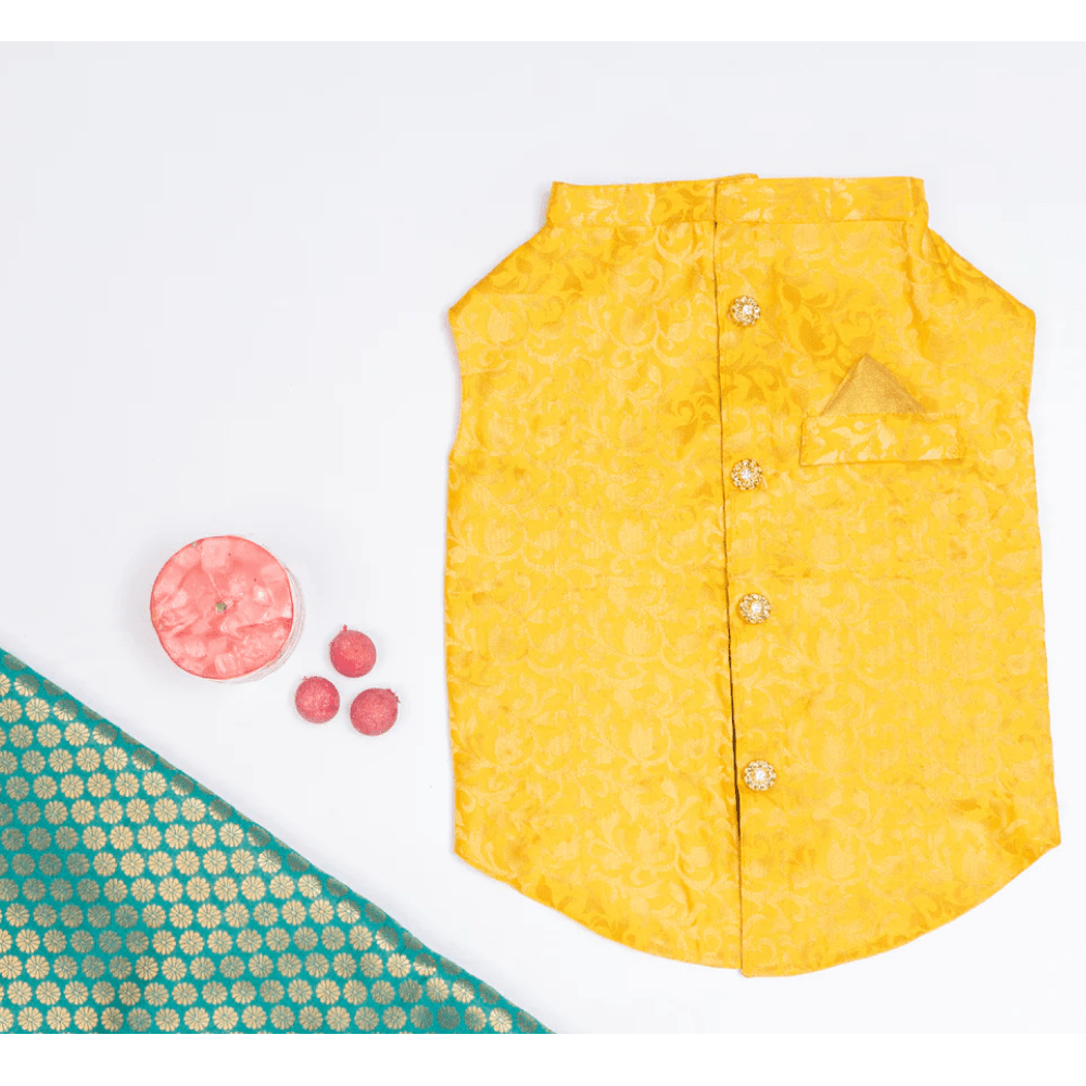 Pawgypets Sherwani for Dogs and Cats (Yellow) Both-Clothing & Accessories Pawgypets Dropship