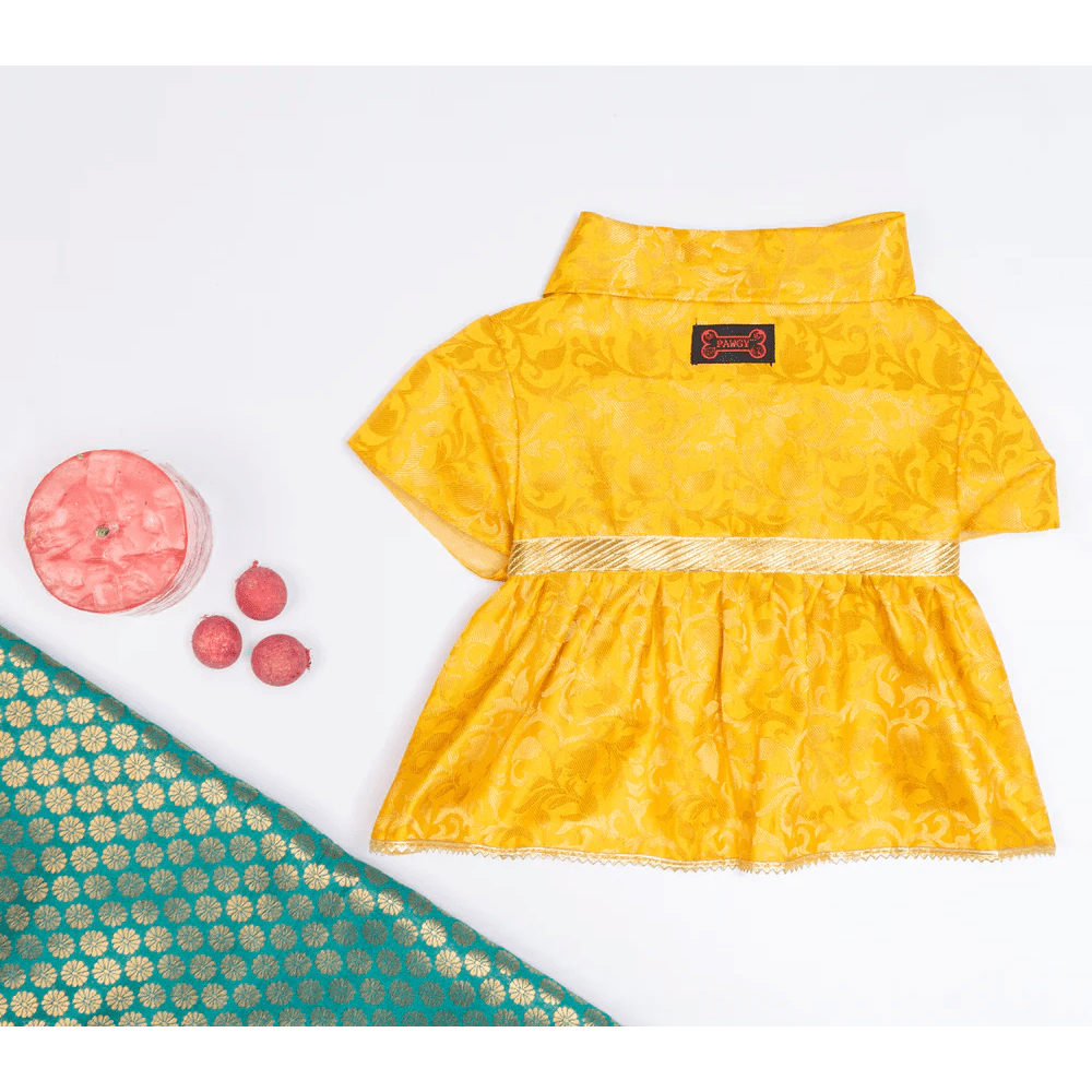 Pawgypets Occasion Wear Dress for Dogs and Cats (Yellow) Both-Clothing & Accessories Pawgypets Dropship