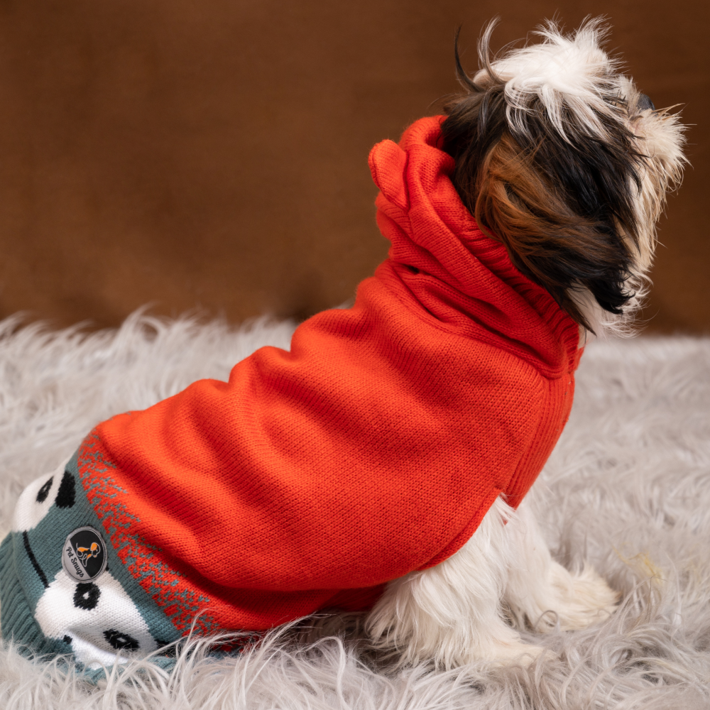 Petsnugs Panda Knit Sweater for Dogs and Cats (Black & Orange)