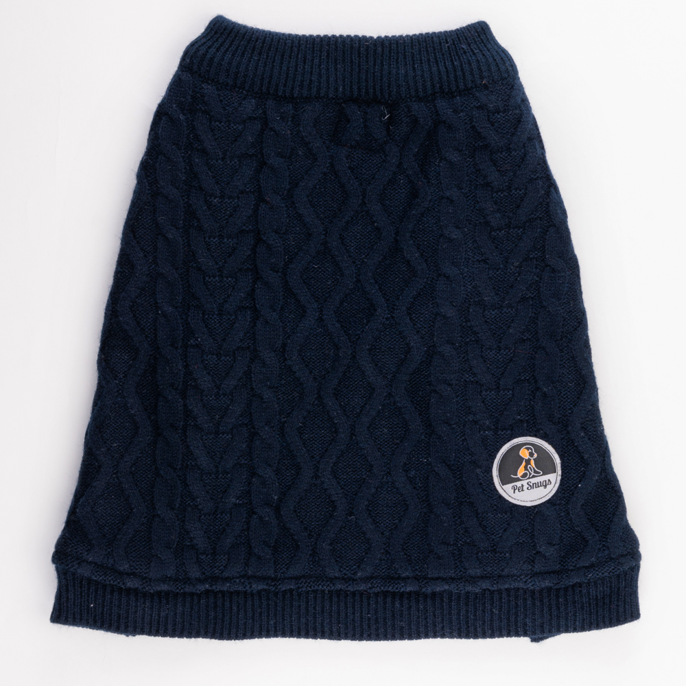 Petsnugs Cable Knit Sweater for Dogs and Cats (Navy Blue)