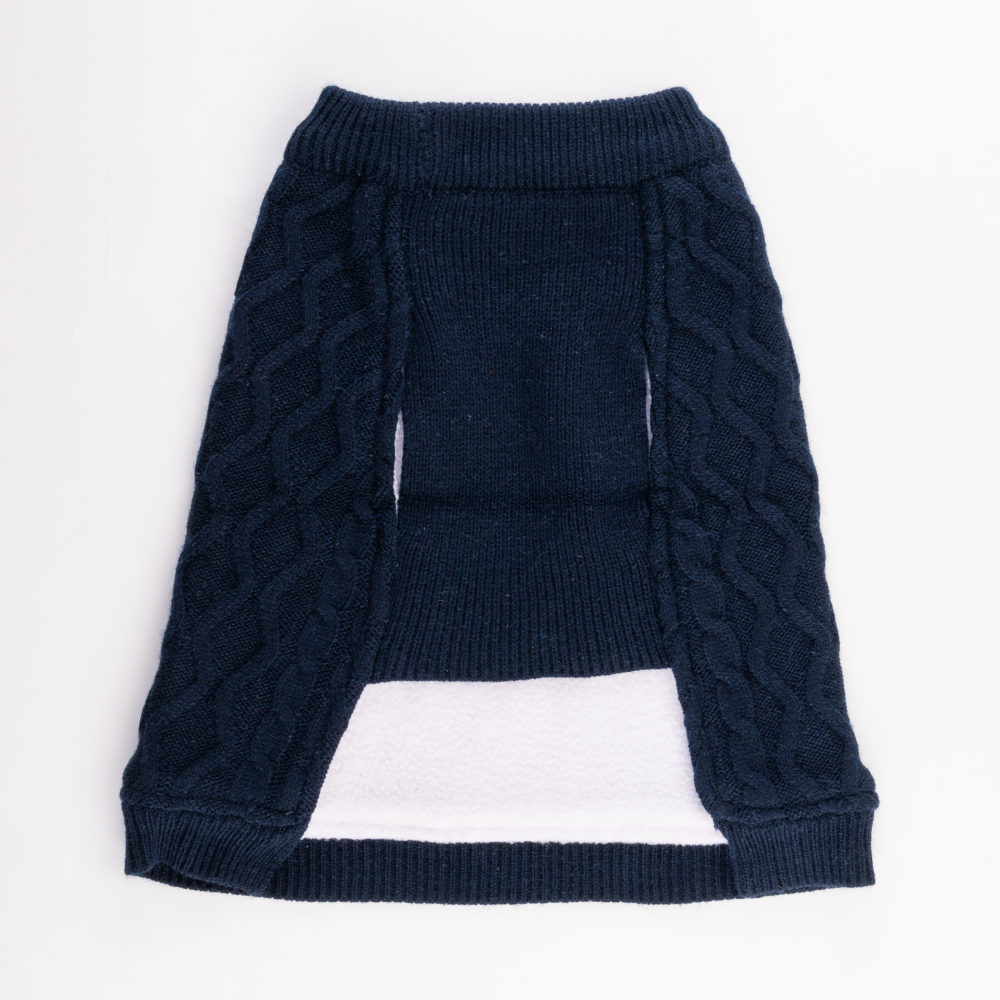 Petsnugs Cable Knit Sweater for Dogs and Cats (Navy Blue)