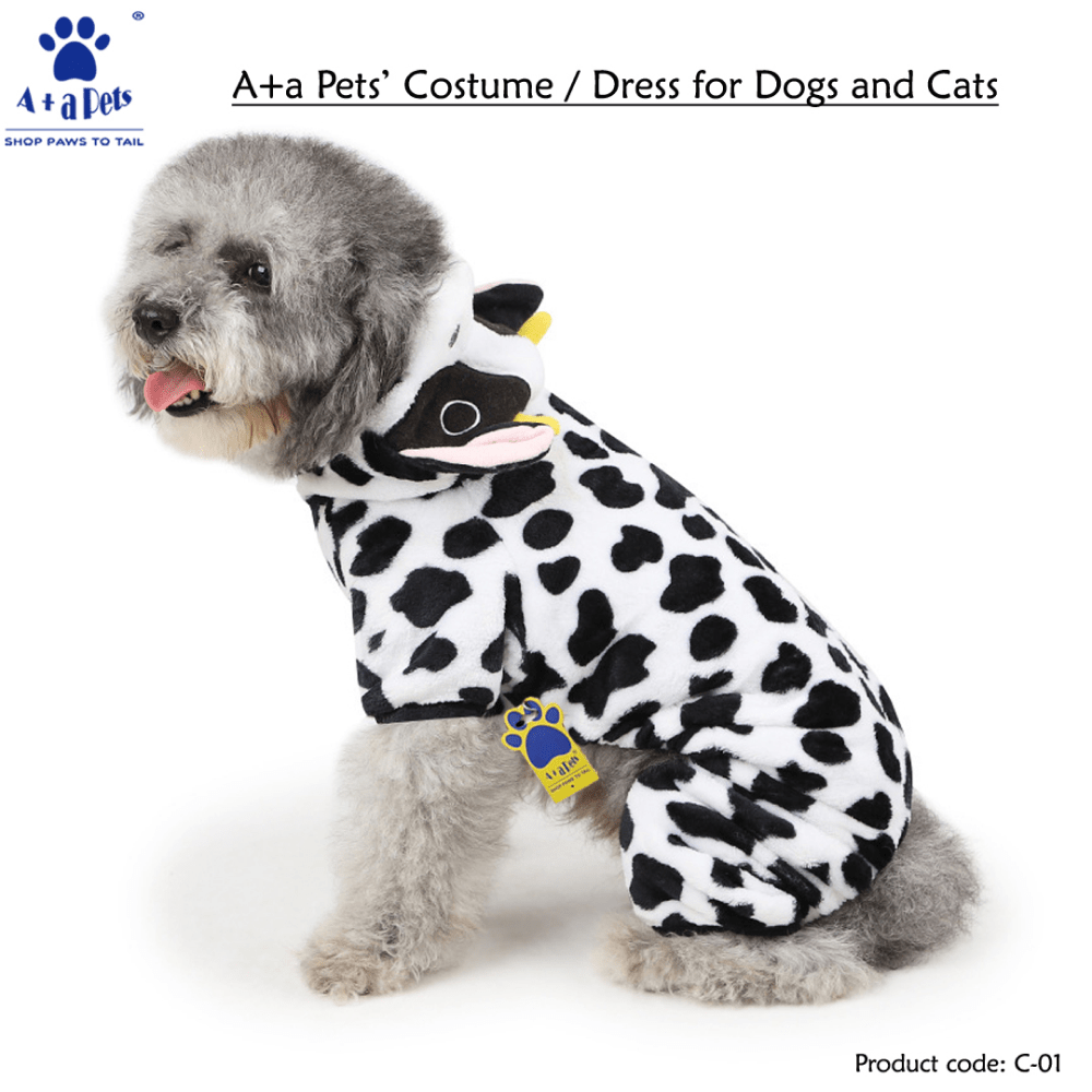 A Plus A Pets Cow Costume for Dogs and Cats (Black & White)
