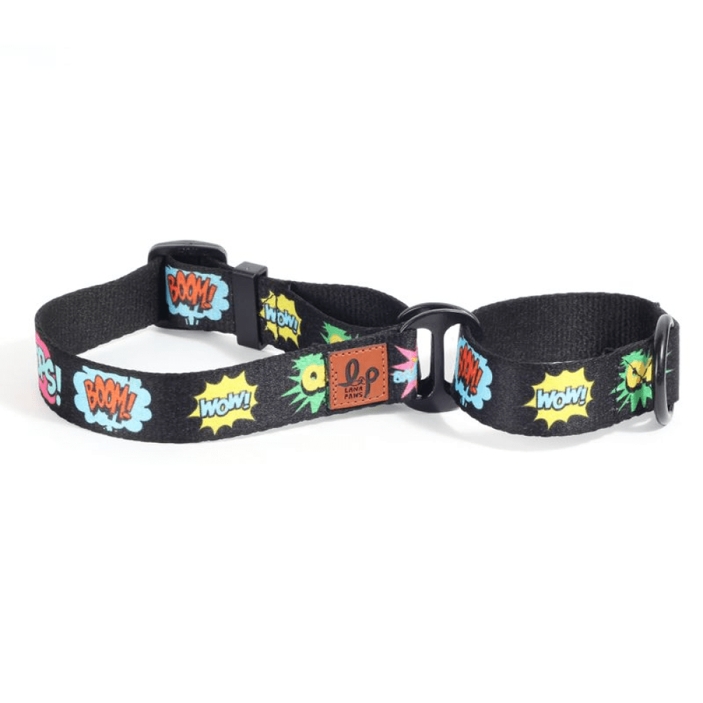 Lana Paws Comic Strip Martingale Collar for Dogs (Black)