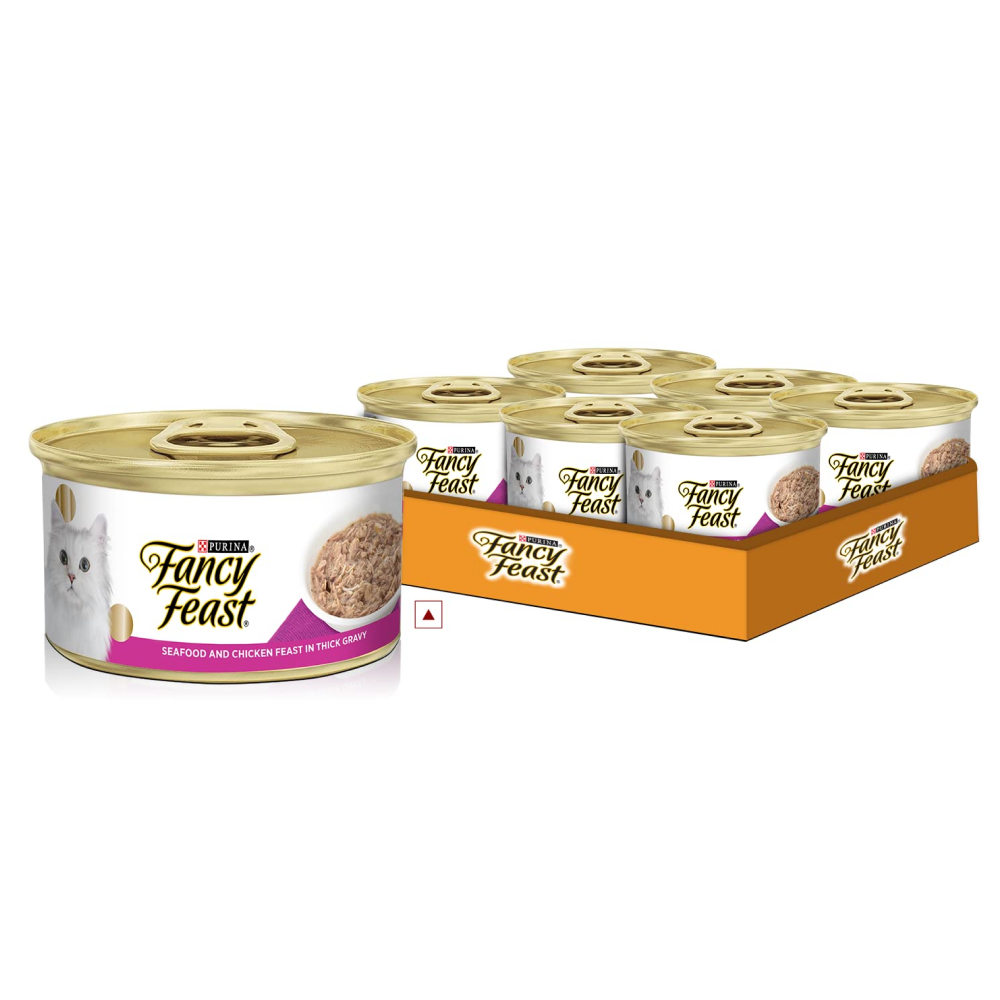 Purina Fancy Feast Seafood and Chicken Feast in Thick Gravy Cat Wet Food (5 + 1 Free)