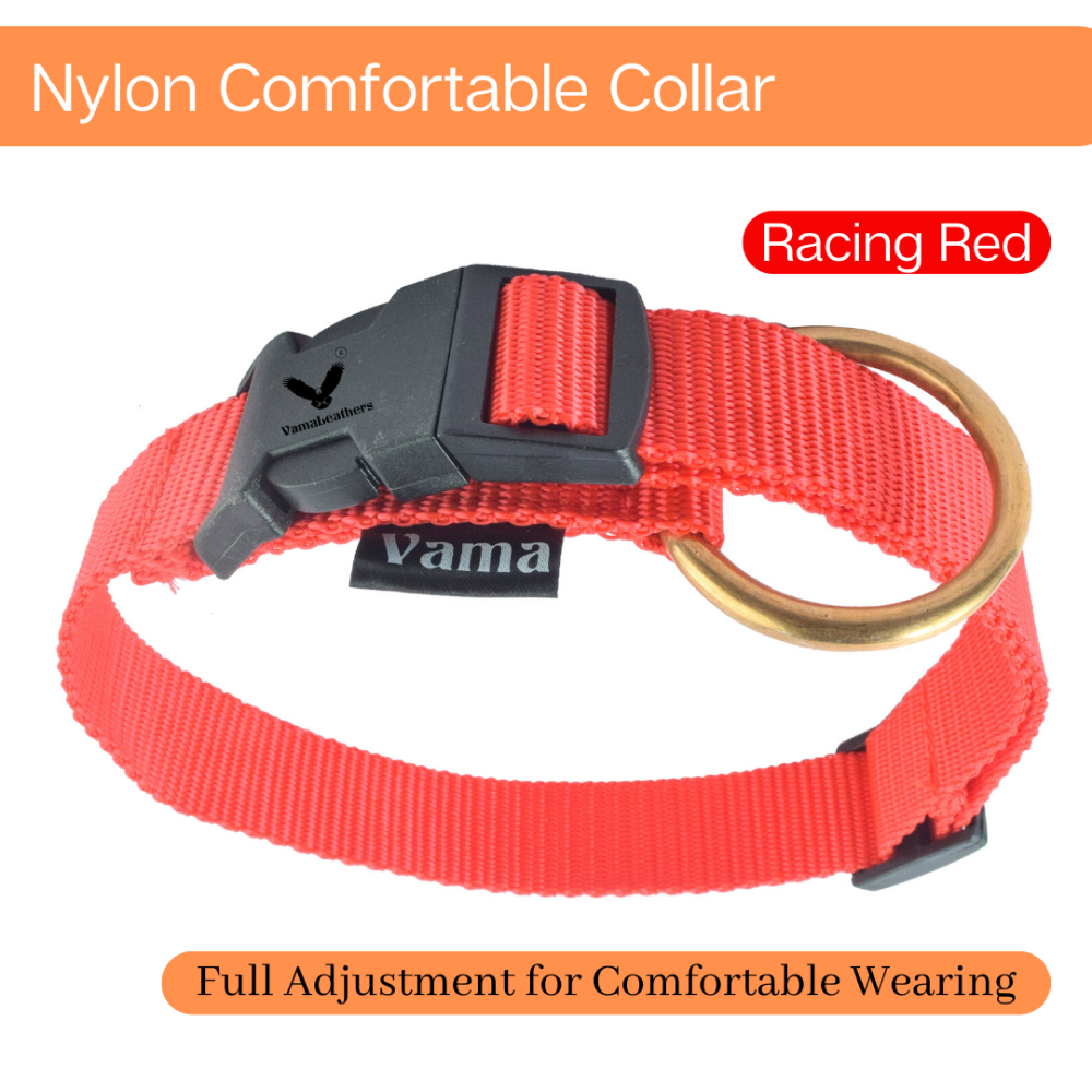 Buy Vama Leathers Soft Durable Nylon Collar for Dogs (Racing Red