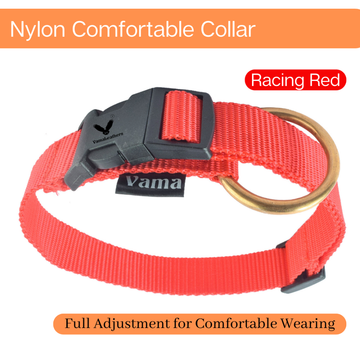 Vama Leathers Soft Durable Nylon Collar for Dogs (Racing Red)