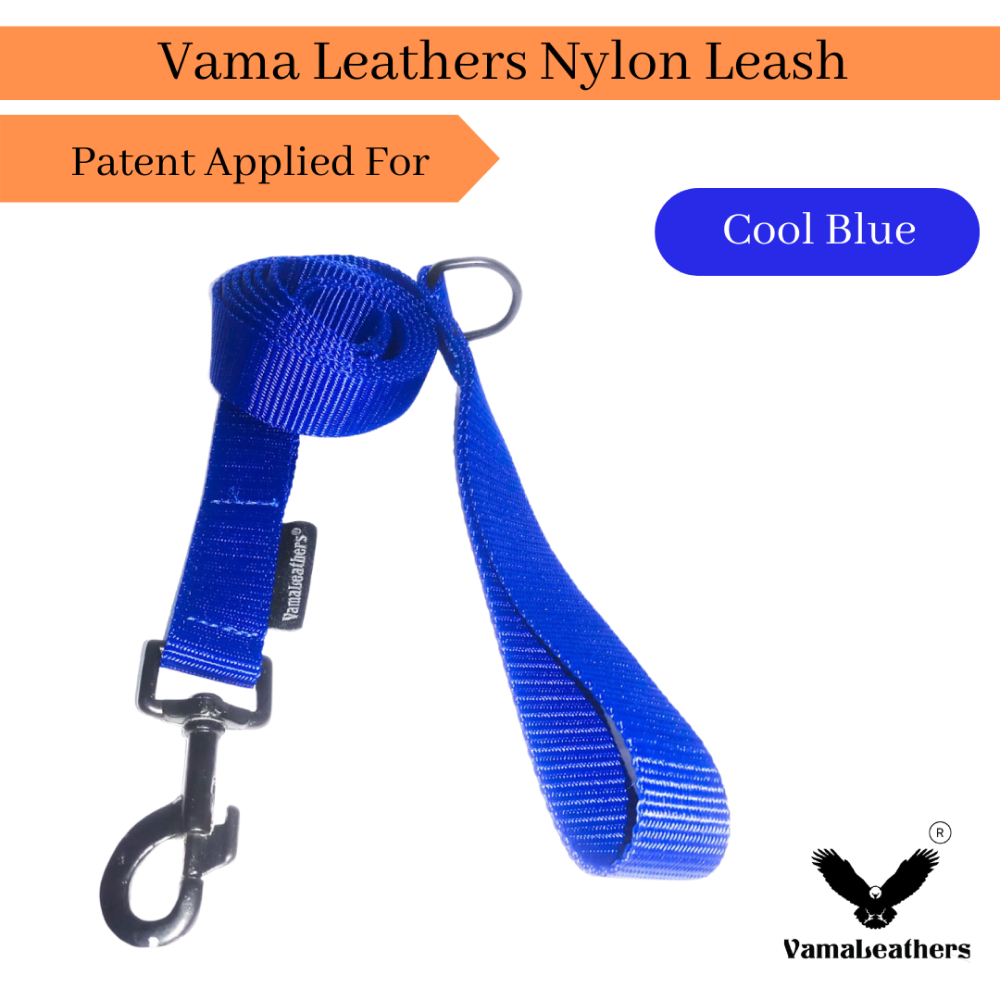 Vama Leathers Super Strong & Durable Nylon Leash for Dogs (Cool Blue)