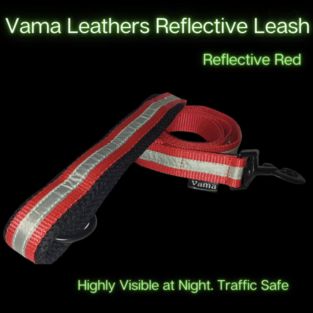 Vama Leathers Reflective Soft Handle All Weather Leash for Dogs (Scarlet Red)
