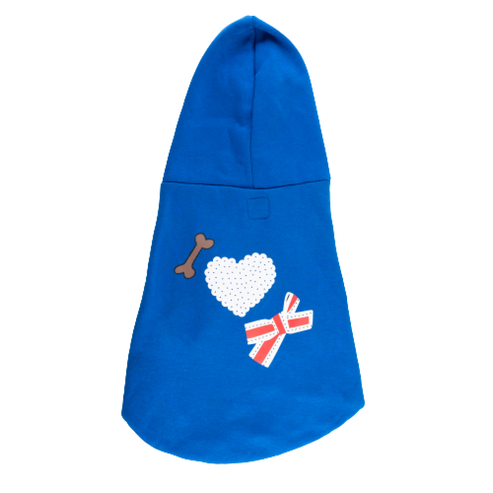 Petsnugs Cute Heart Hoodie for Dogs and Cats (Blue)