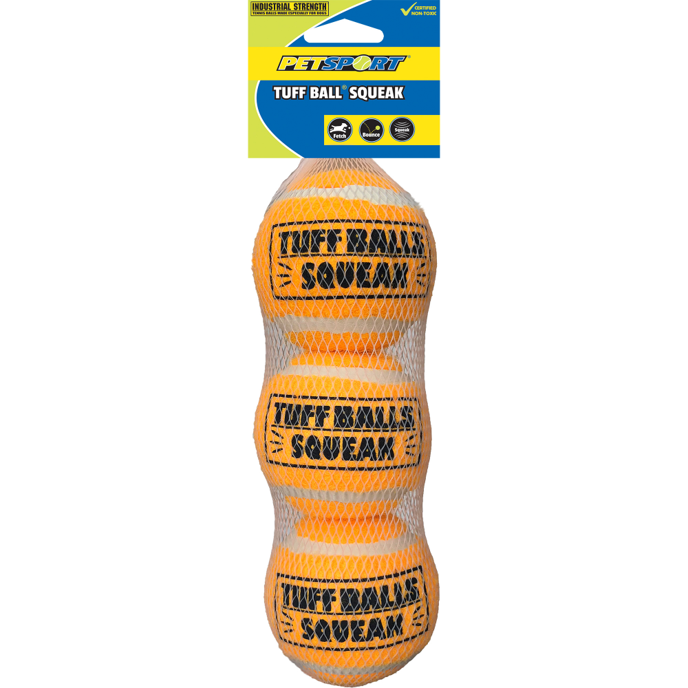 Petsport Tuff Balls Squeak Mesh Toy for Dogs (Orange)