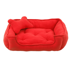 Fluffy's Luxurious Reversible Polyster Filled Bed for Dogs and Cats (Red)