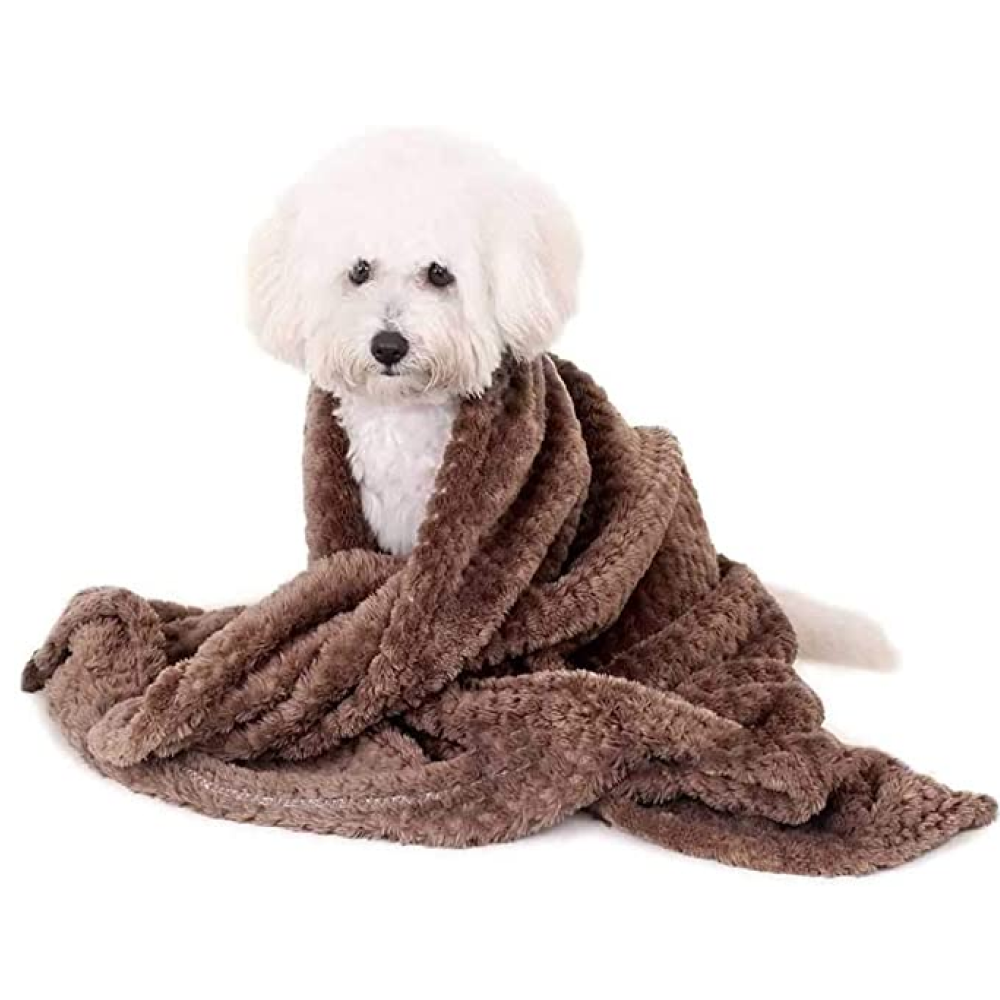 Fluffy's Petslover Breathable Soft Fleece Blanket for Dogs and Cats (Brown) Both-Bedding, Mats & Travel Supplies Fluffy's S