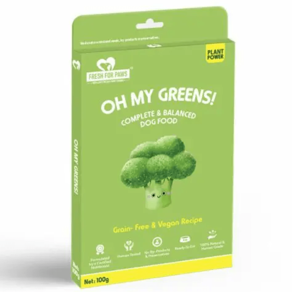 Fresh For Paws Oh My Greens Dog Wet Food and Drools Absolute Skin & Coat Supplement Tablets for Dogs Combo