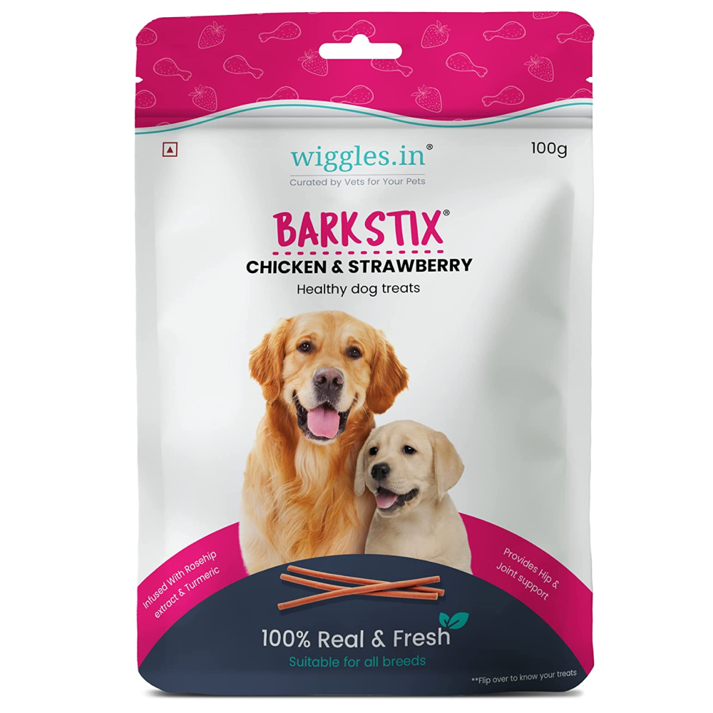Wiggles Barkstix Chicken and Strawberry Dog Treats