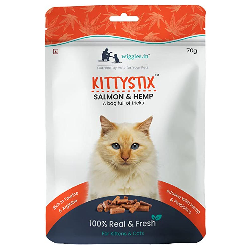 Buy Wiggles Kittystix Salmon Hemp Cat Treats Online Supertails