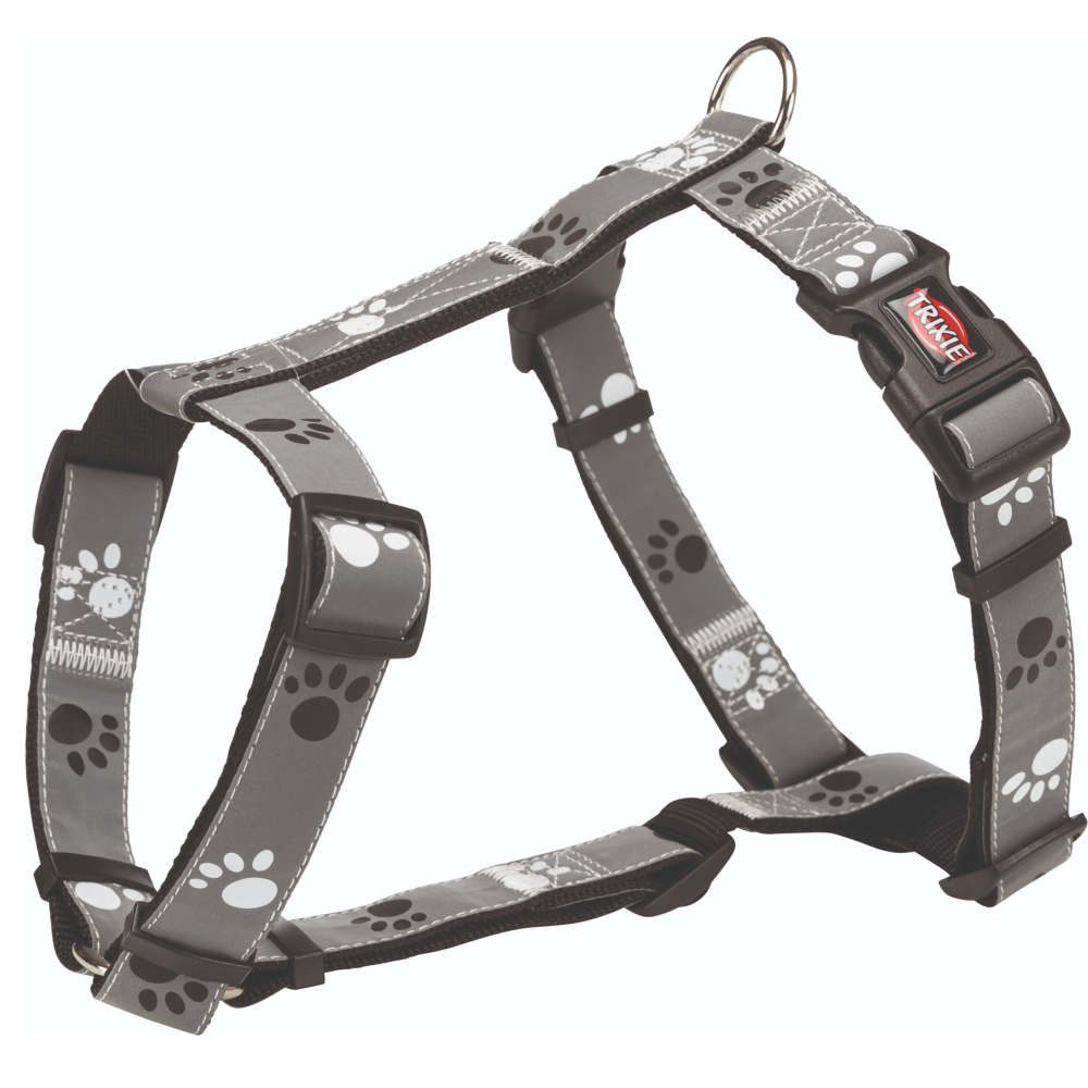 Trixie Silver Reflect H Harness for Dogs (Black & Silver Grey)