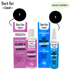 Bark Out Allergy and Itch Relief Shampoo and Anti Microbial Skin Spray for Dogs and Cats Combo