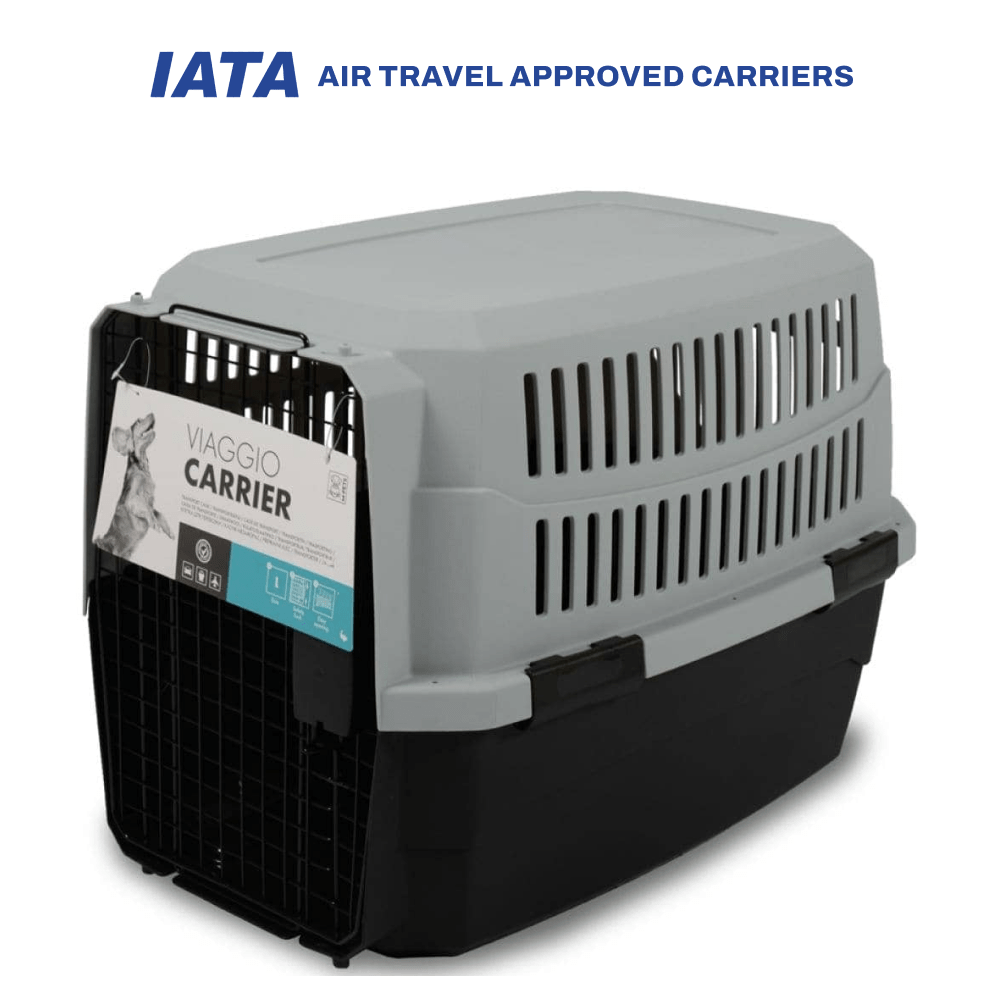 M Pets Viaggio IATA Approved Travel Carrier for Dogs and Cats (Grey & Black)