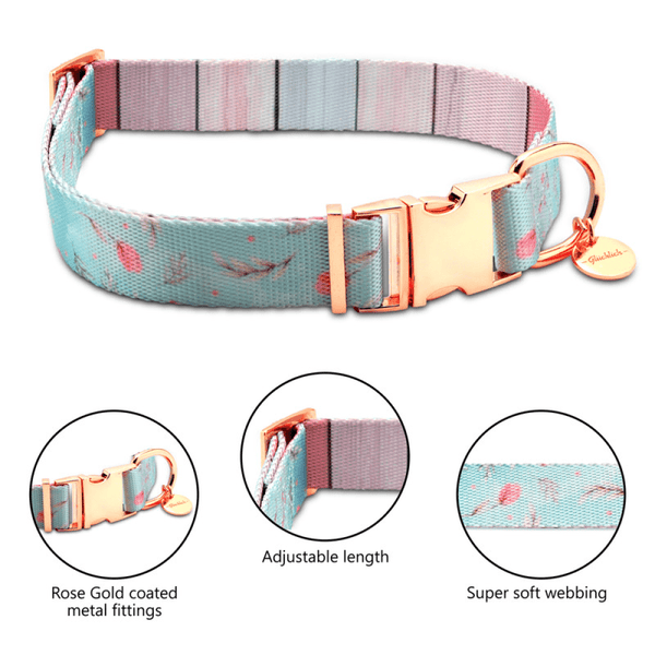 Glucklich Printed Polyester Adjustable Pet Collar for Dogs (Floral Mist)