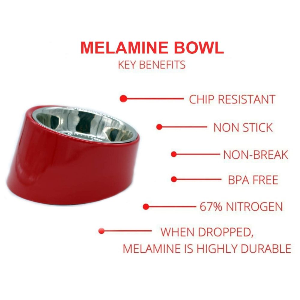 Peetara Slant Designer Melamine Bowl for Dogs and Cats (Red)