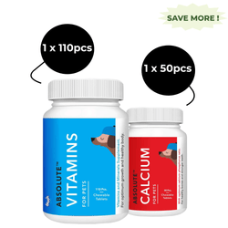 Drools Absolute Vitamin and Absolute Calcium Dog Supplement Tablets Combo