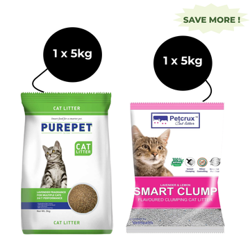 Purepet Lavender Scented and Petcrux Lavender & Lemon Scented Smart Clumping Cat Litter Combo (1+1)