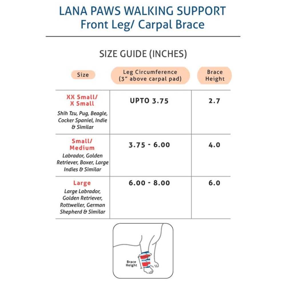 Lana Paws Front Leg Braces for Carpal Support and Mobility for Dogs and Cats (Black)