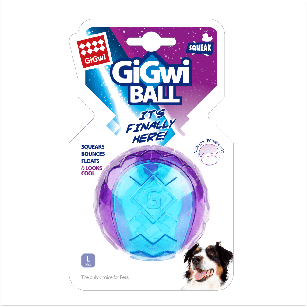 GiGwi Ball Squeaker Toy for Dogs (Blue/Purple)