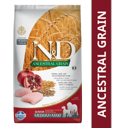 Farmina N&D Chicken & Pomegranate Ancestral Grain Senior Medium Maxi Dog Dry Food