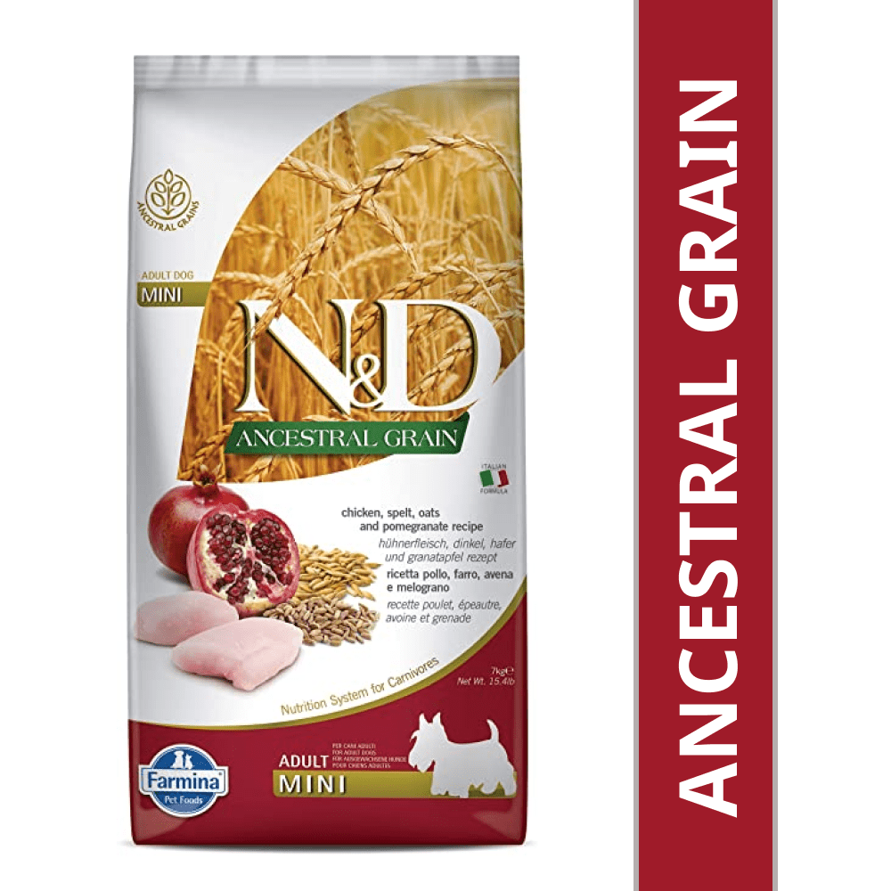 Farmina N&D Ancestral Grain Chicken & Pomegranate Adult Mini Dog Dry Food (Limited Shelf Life) Dogs- Dry Food Farmina N&D