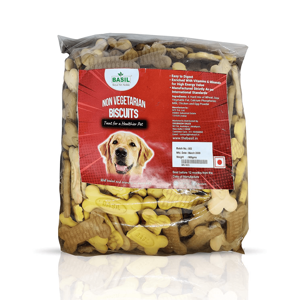 Basil Non Veg Bone Shaped Adult Dog Biscuits Dog Treats + Others Basil