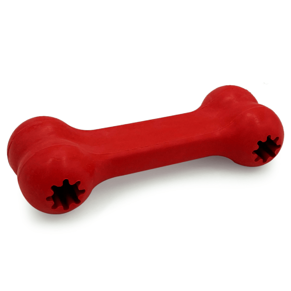 Goofy Tails Classic Interactive Rubber Bone Toy for Dogs (Red)
