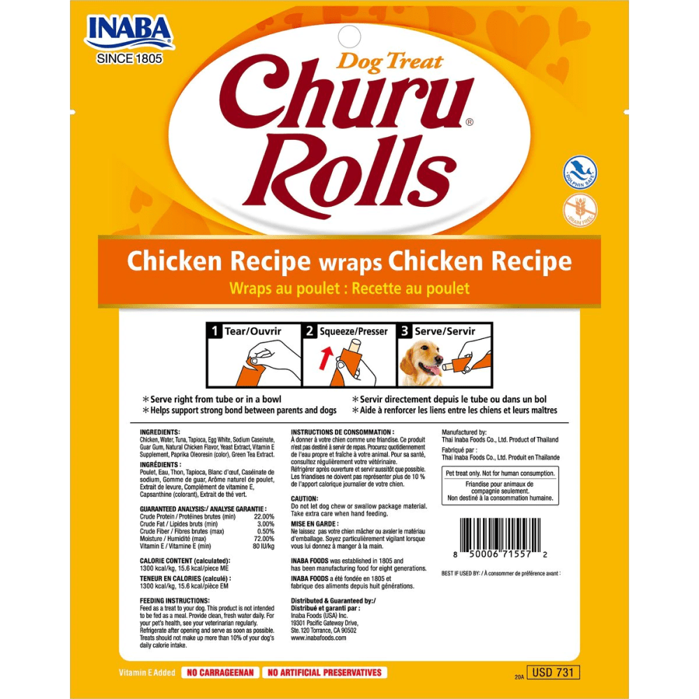 INABA Churu Roll Chicken Recipe Wraps Chicken Recipe Dog Treats