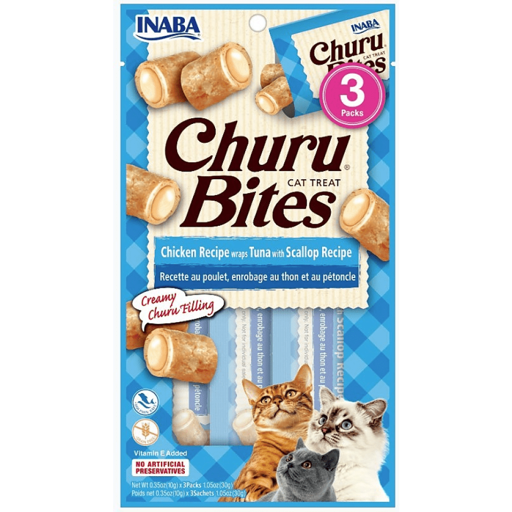 INABA Churu Bites Chicken Recipe Wraps Tuna with Scallop Recipe Cat Treats