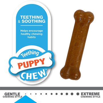 Nylabone Puppy Teething Peanut Butter and Chicken Flavoured Chew and Power Chew Bone Toy for Dog (Brown/Beige) | For Aggressive  Chewers