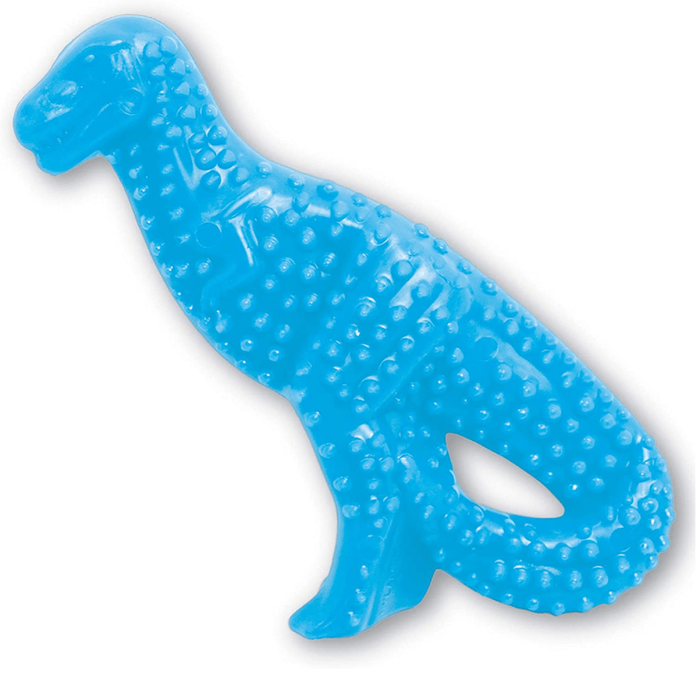 Nylabone Puppy Teething Chicken Flavoured Dino Chew Toy for Dogs (Blue)