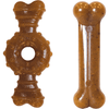 Nylabone Puppy Teething Chicken Flavoured Chew and Ring Bone Toy for Dogs (Brown)