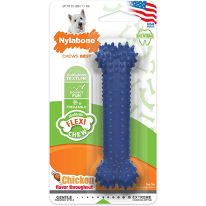 Nylabone Puppy Teething Chicken Flavoured Dental Chew Bone Toy for Dogs (Blue)